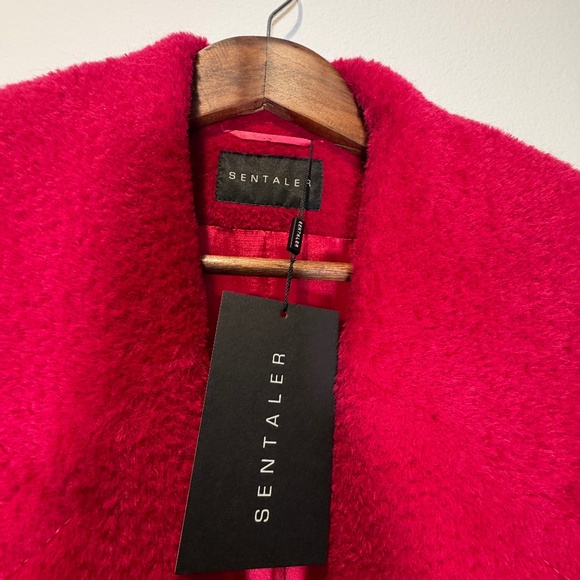 Sentaler Red Baby Alpaca Long Large Notched Collar Wrap Coat Sz XL - Picture 8 of 15